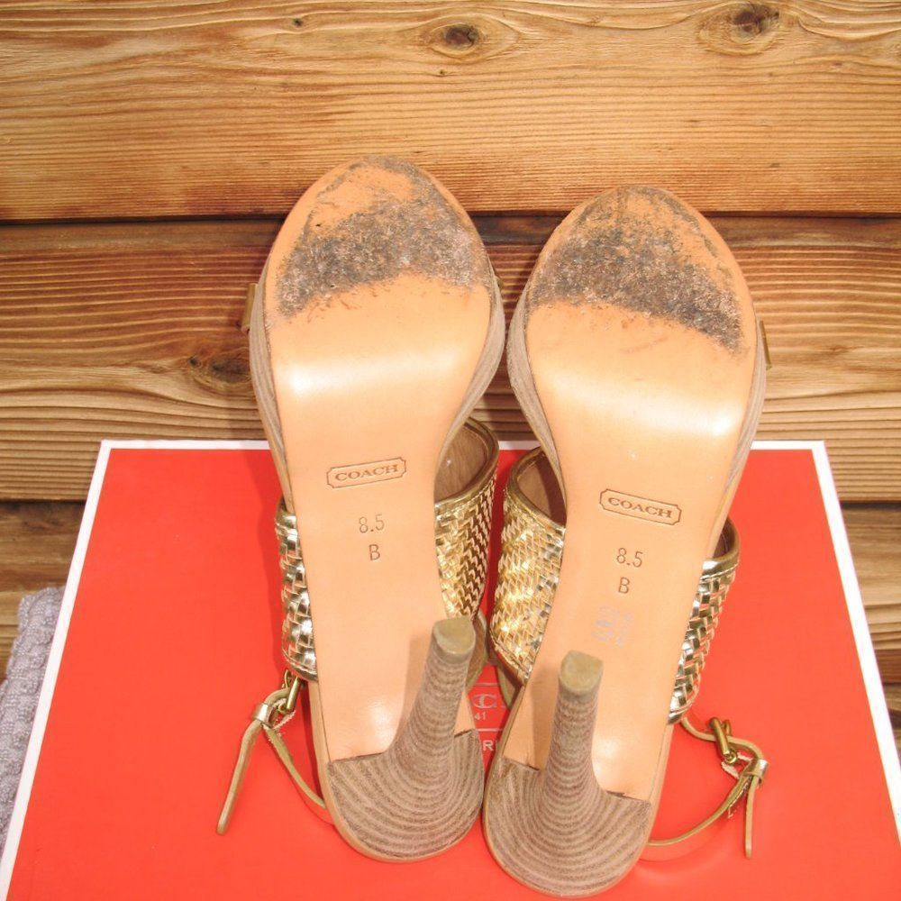 Coach Steffi Metallic  Platform Heels Shoes - Picture 9 of 11